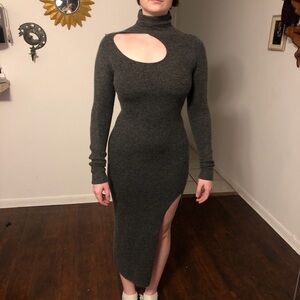 4/$25 Grey turtleneck sweater bodycon dress